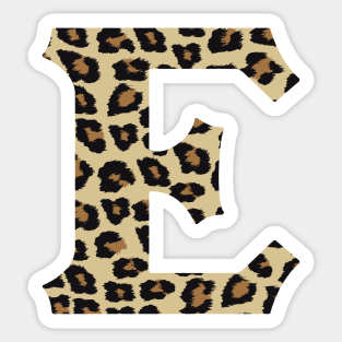 Letter E Leopard Cheetah Monogram Initial Sticker